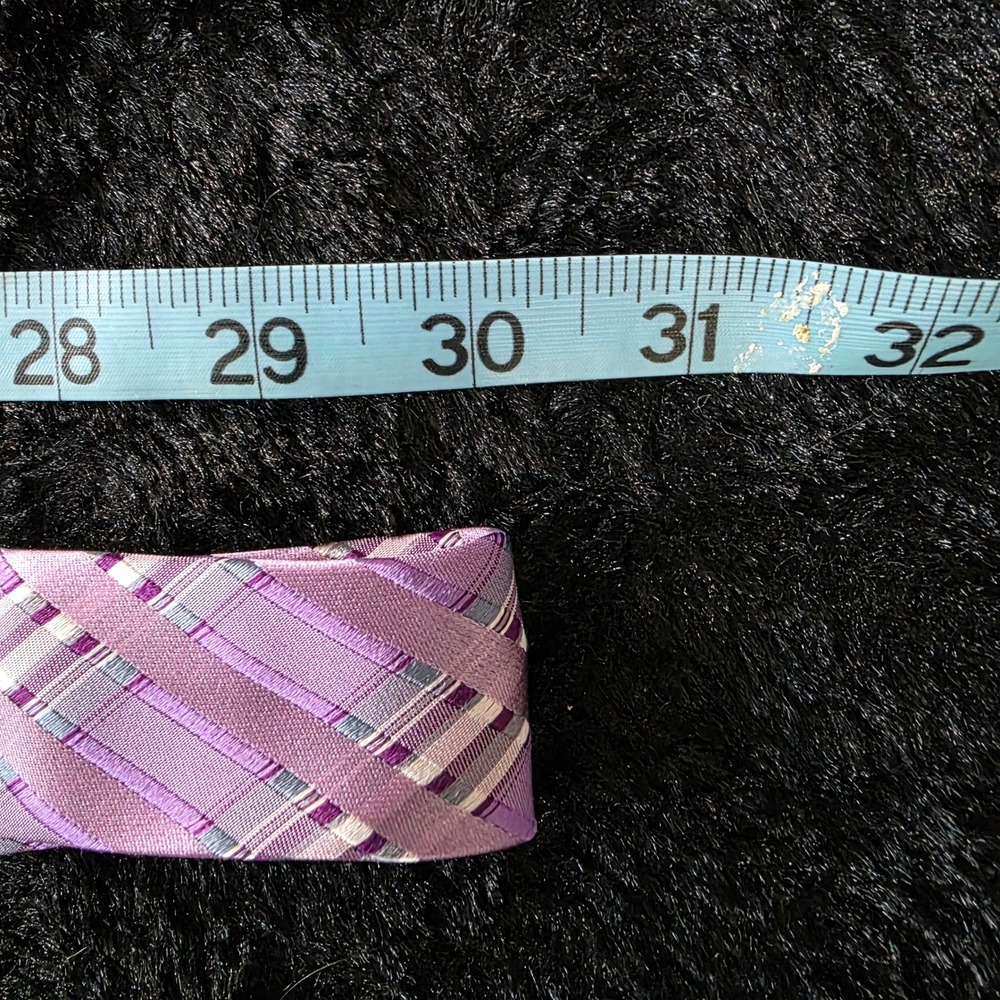 Versailles by Piattelli Men's 100%‎ Silk Hand Made Plaid Tie Lavender Business - Picture 9 of 10